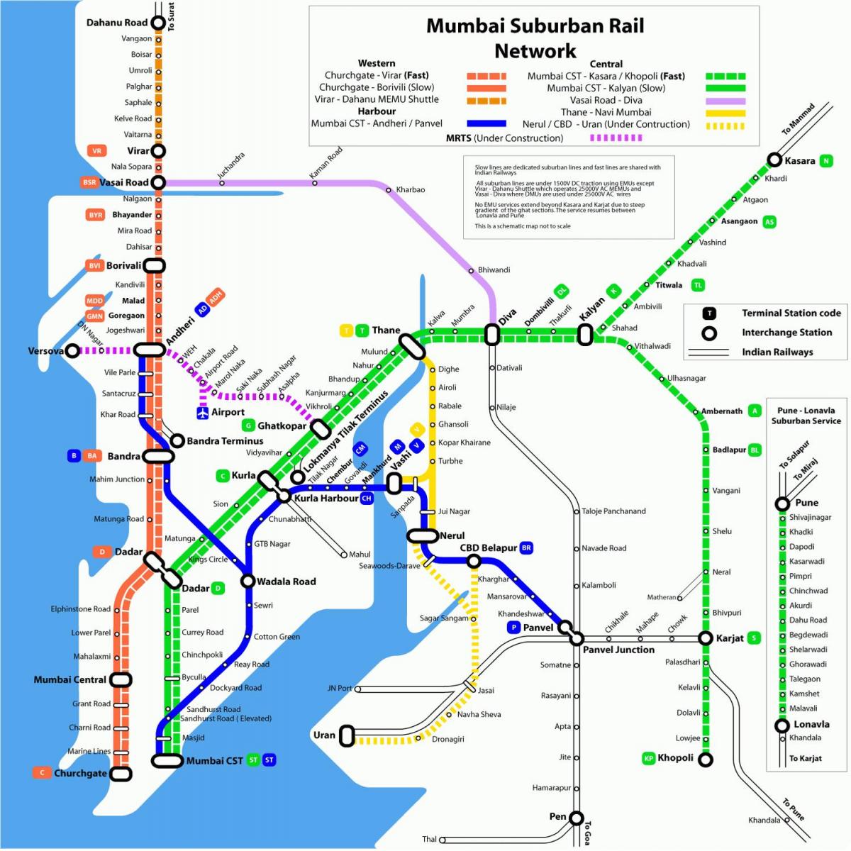 मुंबई वेस्टर्न रेलवे मानचित्र