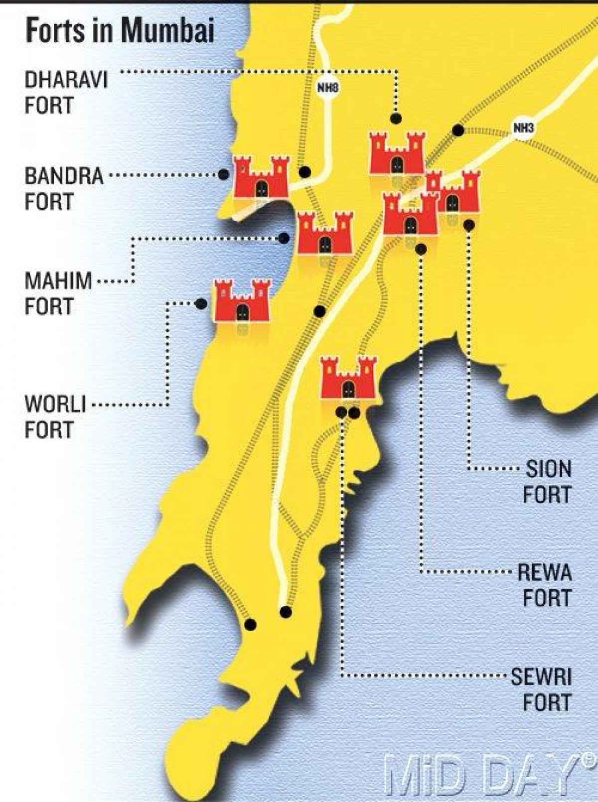 मुंबई के किला क्षेत्र का नक्शा