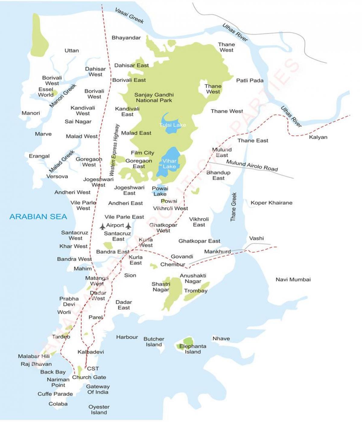 मुंबई के उपनगरीय इलाके का नक्शा