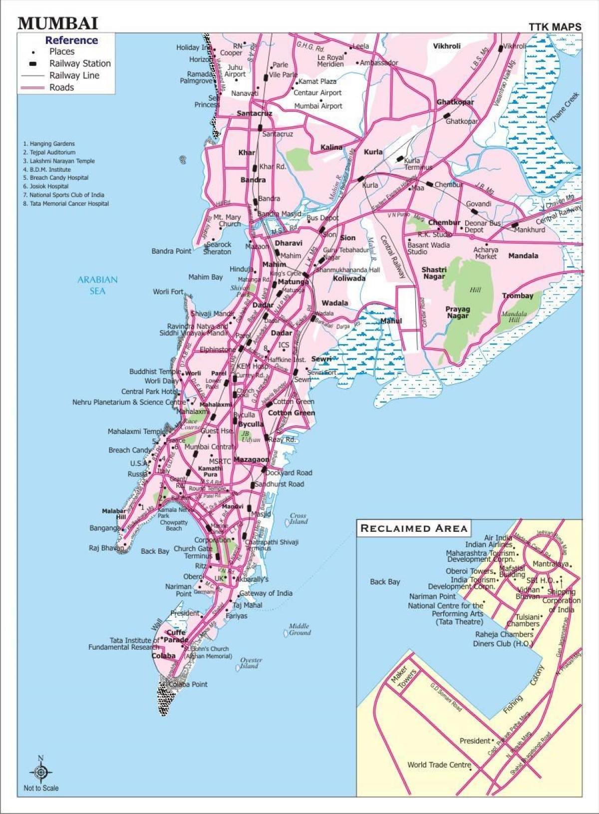 सड़क के नक्शे के मुंबई शहर