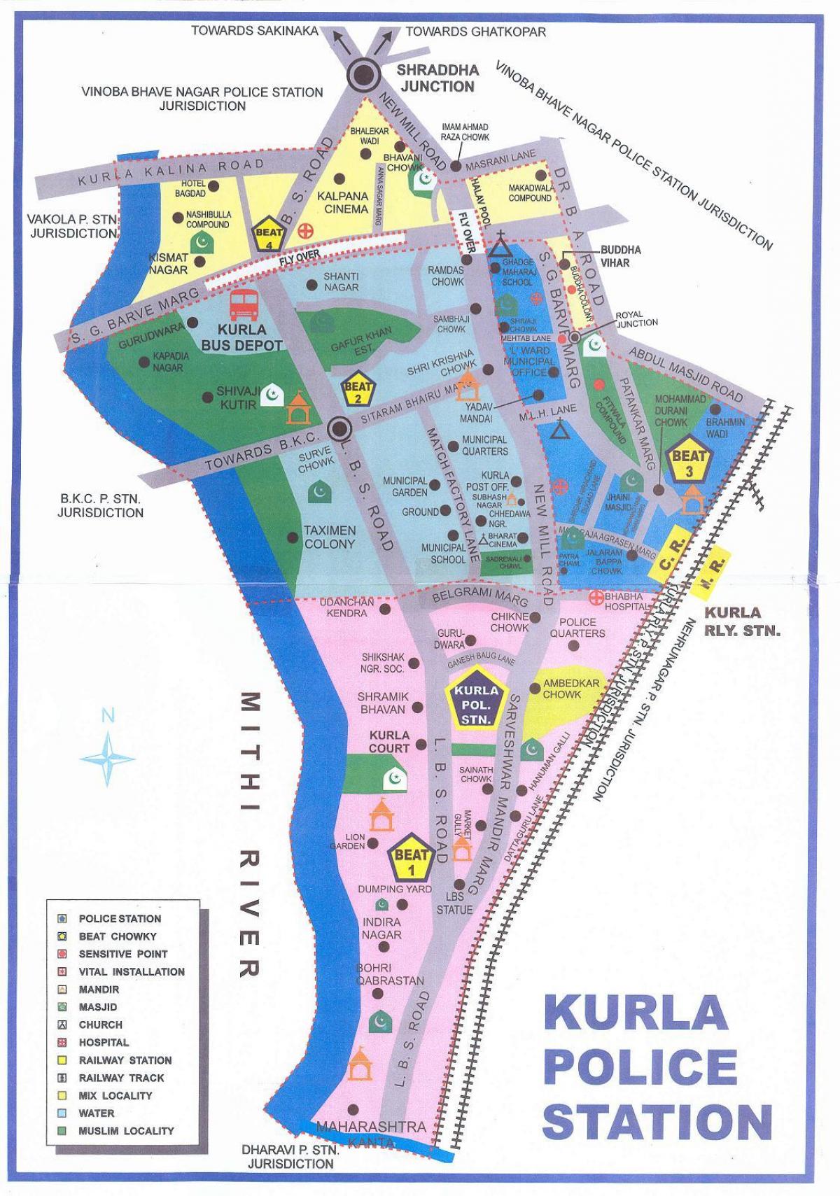 नक्शा मुंबई के कुर्ला