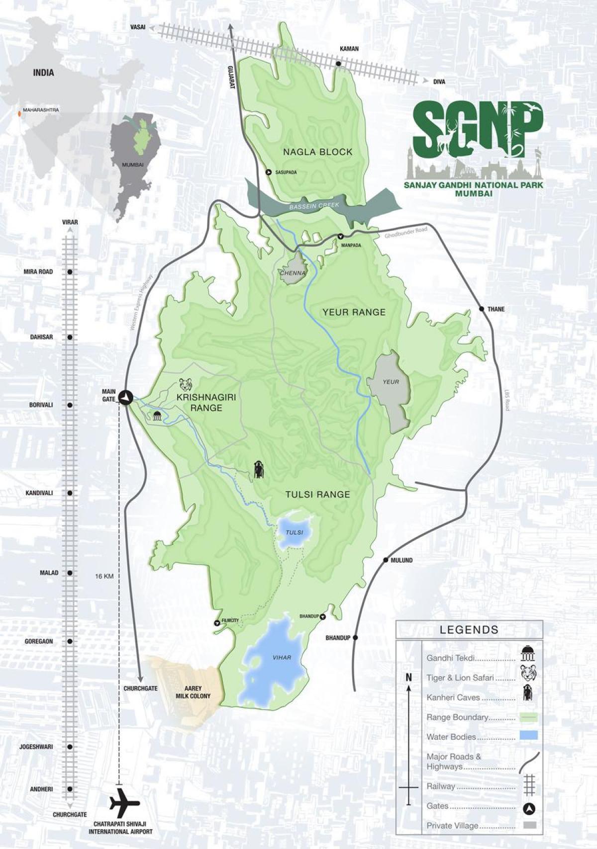 नक्शे के संजय गांधी नेशनल पार्क