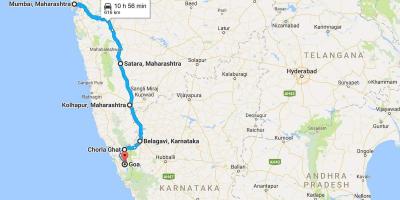 मुंबई से गोवा सड़क के नक्शे